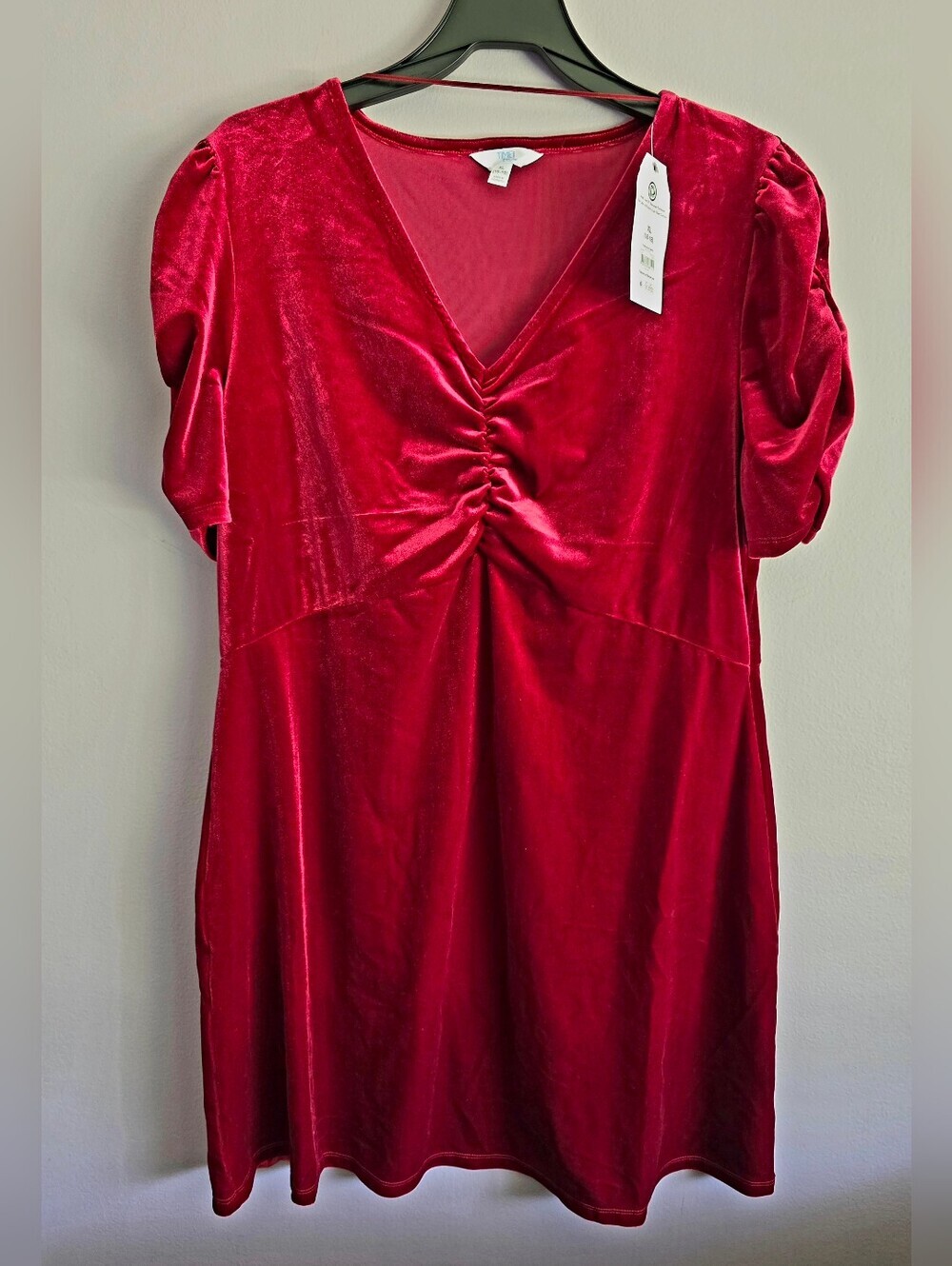 New Women's size XL Velvet Mini Dress Puff Sleeves, Time and Tru, special events